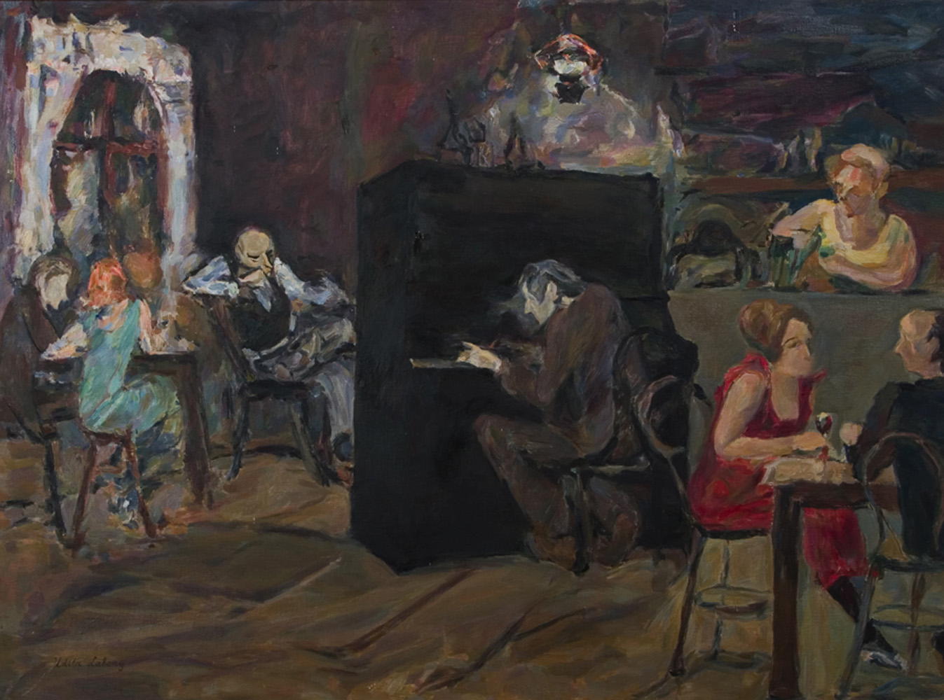 The Piano Bar 24x32 1986 Oil on Canvas
